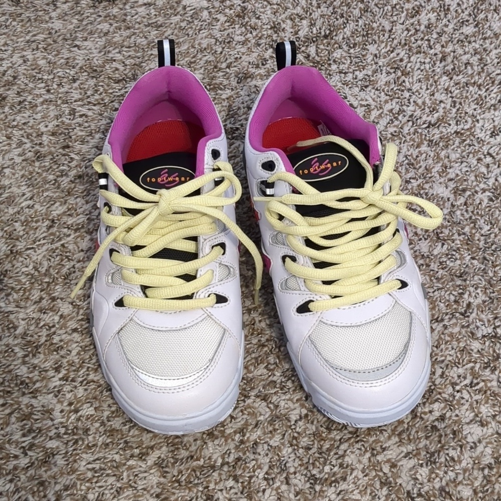 Es Symbol Puffy White Purple Skate Sneakers with Yellow Laces 90s Y2K - Picture 4 of 10